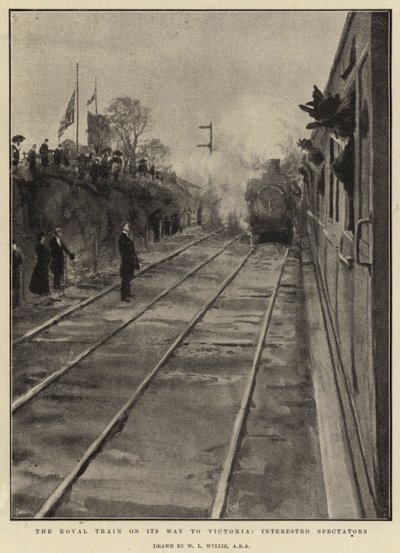 The Royal Train on Its Way to Victoria, Interested Spectators by William Lionel Wyllie